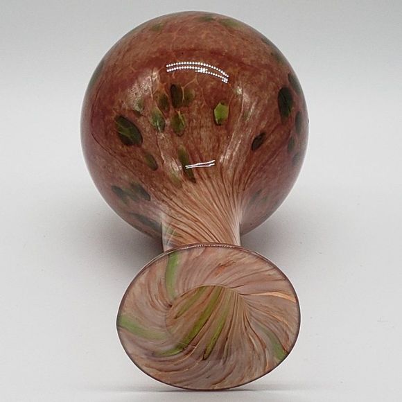 Maltese Mtarfa Green Rust Spatter Stretched Art Glass Vase - Picture 9 of 11
